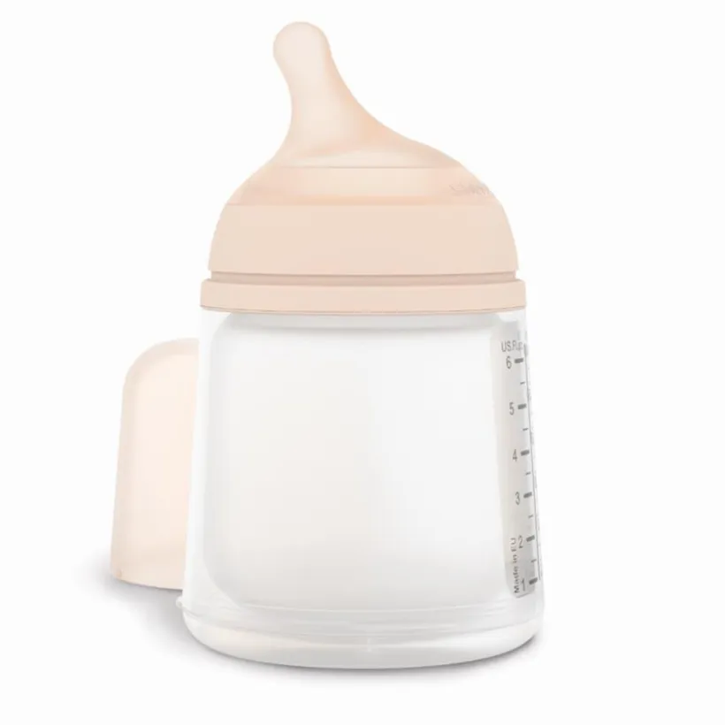 Suavinex Zero.Zero antikrampfles met langzame doorstroming S 180 ml roos