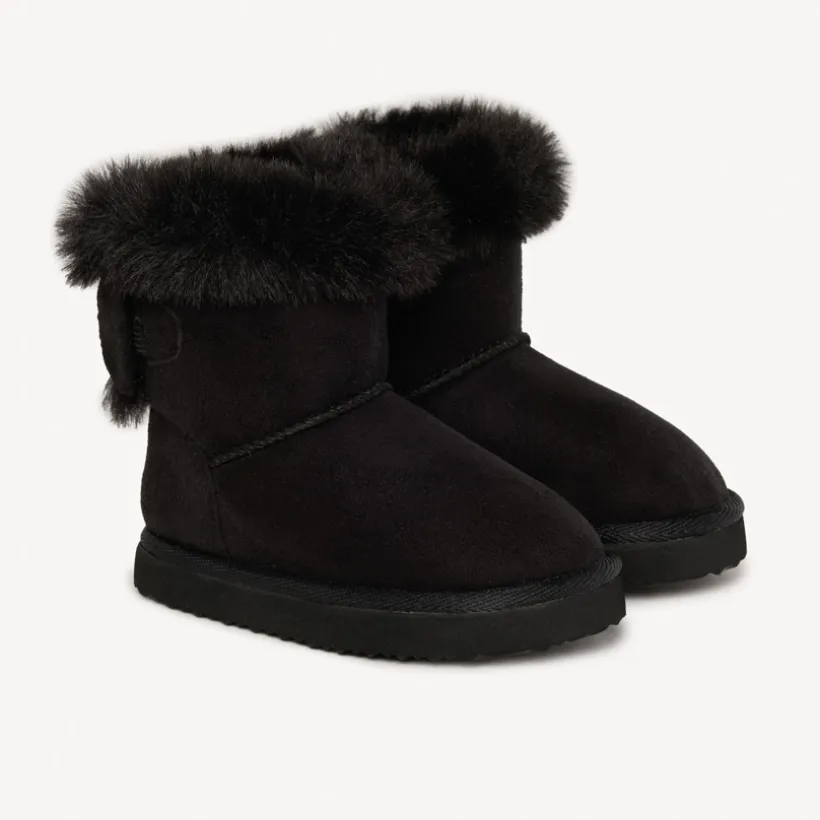 Suèdebooties met namaakbontkraag en strik meisjes
