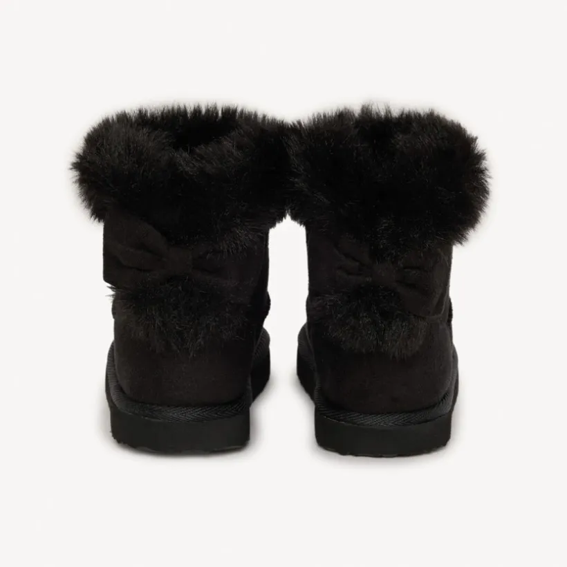 Suèdebooties met namaakbontkraag en strik meisjes