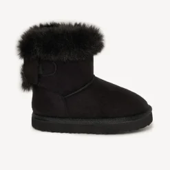 Suèdebooties met namaakbontkraag en strik meisjes