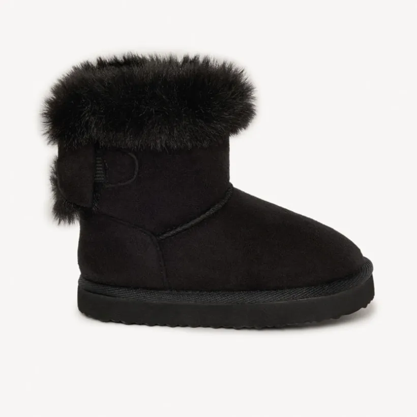 Suèdebooties met namaakbontkraag en strik meisjes