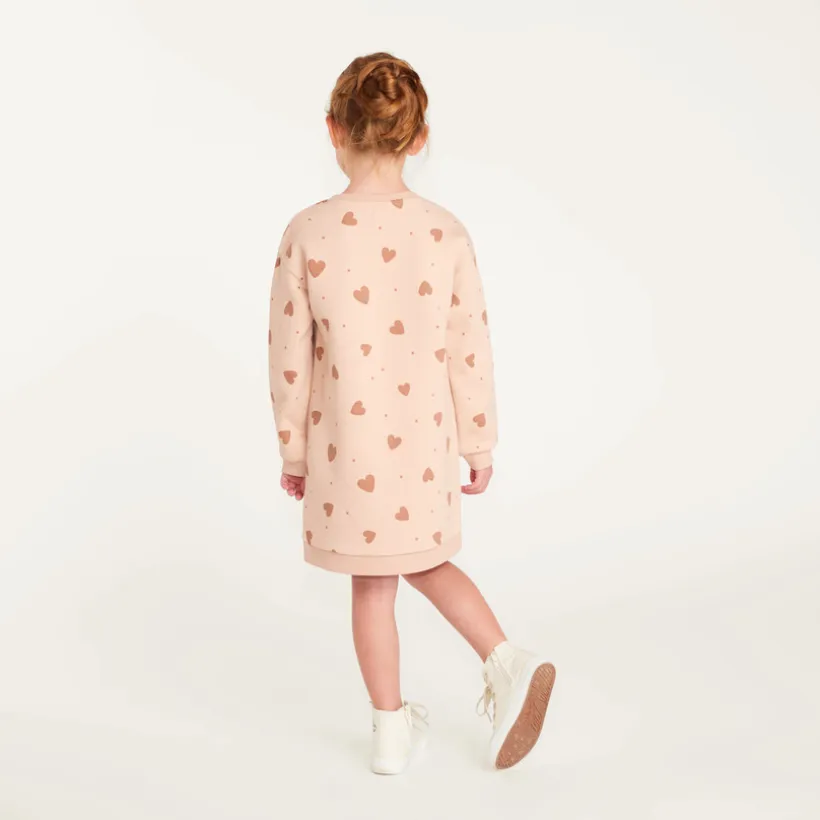 Sweaterjurk meisje met hartprint