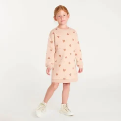 Sweaterjurk meisje met hartprint