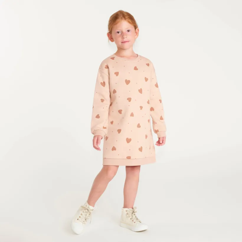 Sweaterjurk meisje met hartprint