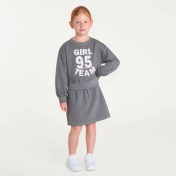 Sweater jurk met lange mouwen voor meisjes, 2-in-1 effect