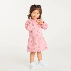 Sweater jurk met lange mouwen voor babymeisjes met hartjesprint