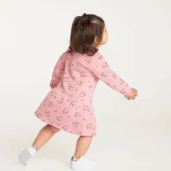 Sweater jurk met lange mouwen voor babymeisjes met hartjesprint