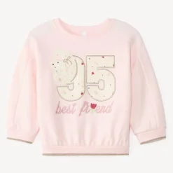 Sweater meisjes met hondenborduurwerk en fantasiedetails