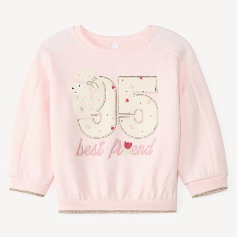 Sweater meisjes met hondenborduurwerk en fantasiedetails