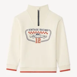 Sweater met rits jongens met vintage racing motief