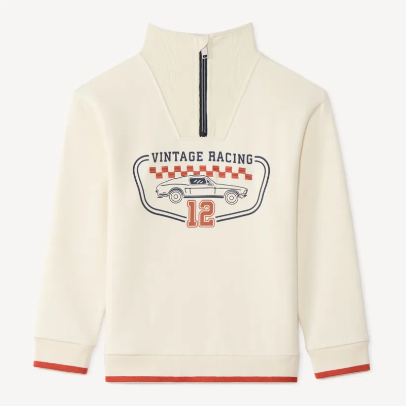 Sweater met rits jongens met vintage racing motief