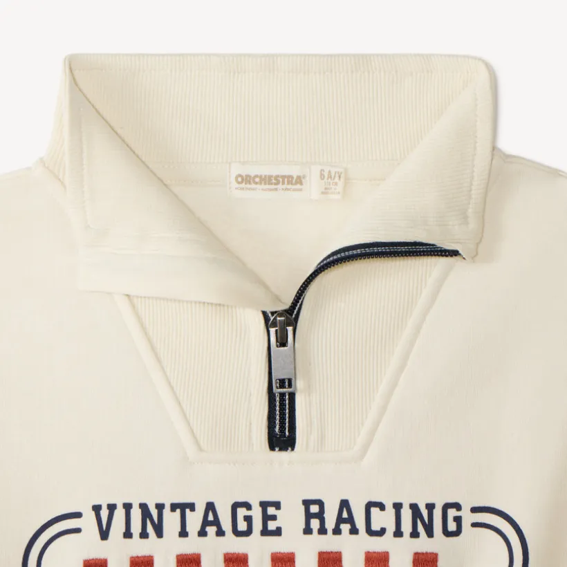 Sweater met rits jongens met vintage racing motief