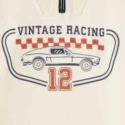 Sweater met rits jongens met vintage racing motief
