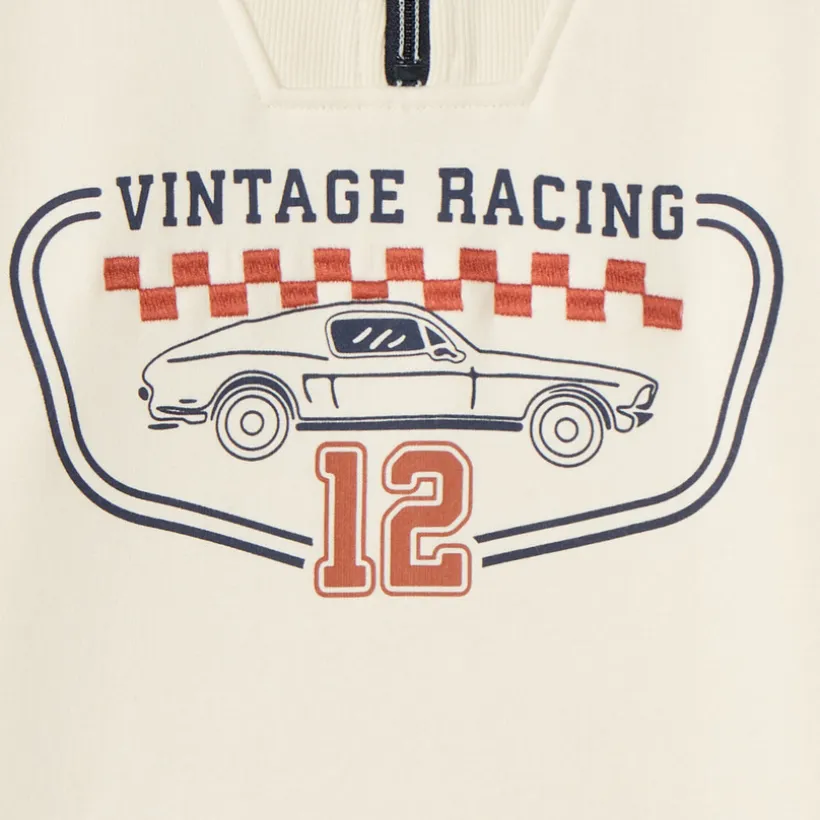 Sweater met rits jongens met vintage racing motief