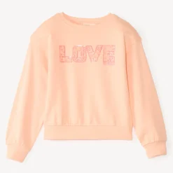 Sweat in fleece met Love print en pailletten meisjes