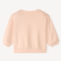 Sweat in fleece 1/2 oversized met fantasieprint voor meisjesbaby.