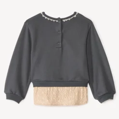 Sweat 2-in-1 van geborduurd fleecemateriaal voor babymeisjes