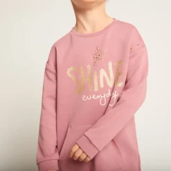 Sweatjurk met fleece en kangoeroezak meisjes