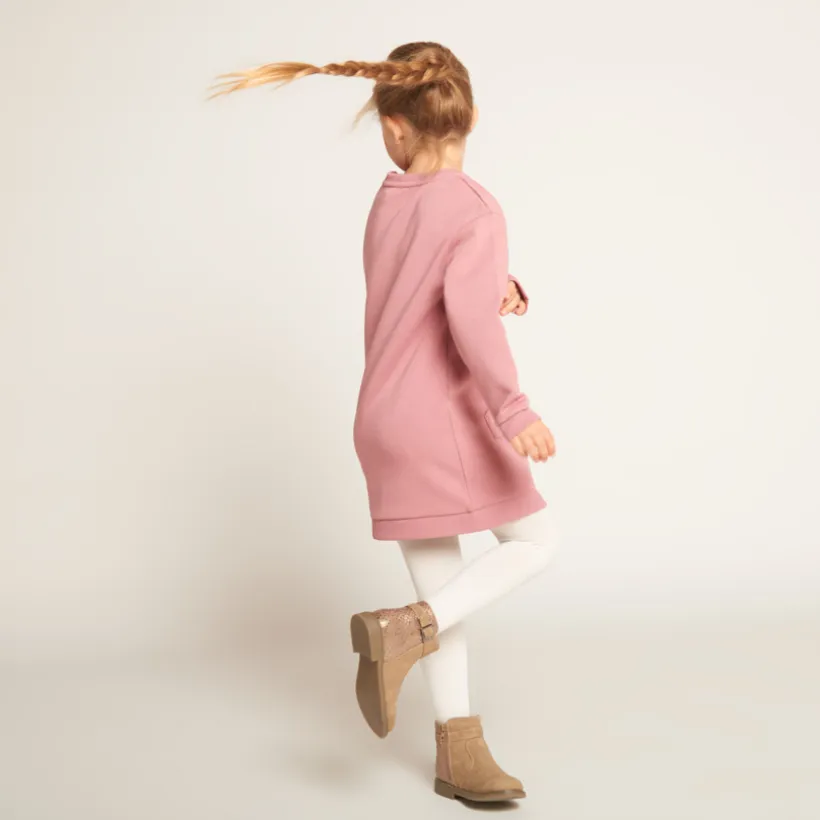 Sweatjurk met fleece en kangoeroezak meisjes