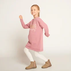 Sweatjurk met fleece en kangoeroezak meisjes