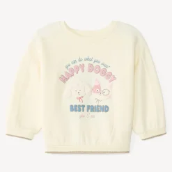 Sweat meisjes met oversized print van een hond en een kat