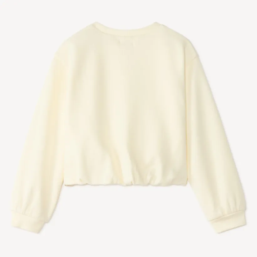 Sweat meisje van fleece met elastische onderkant en strass borduursel