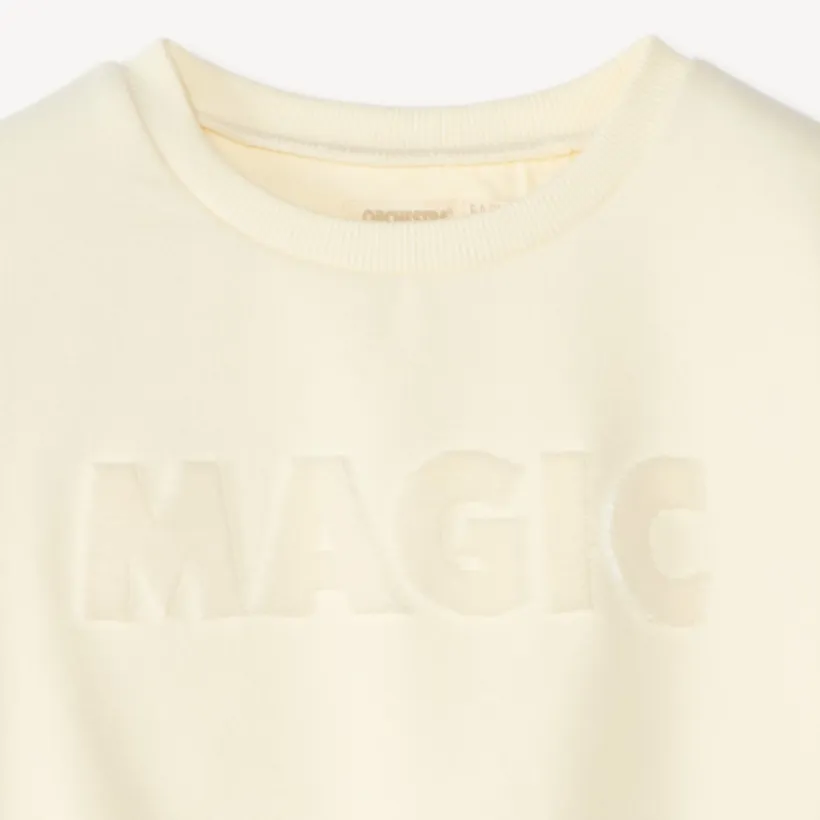 Sweat meisje van fleece met elastische onderkant en strass borduursel