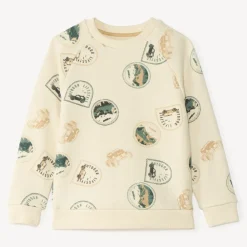 Sweat met lange mouwen van badstof met tamponprint jongens