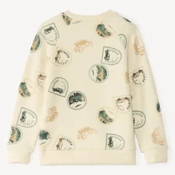 Sweat met lange mouwen van badstof met tamponprint jongens