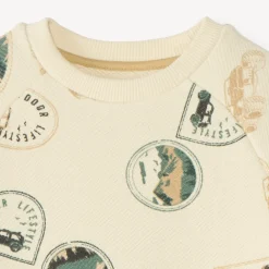 Sweat met lange mouwen van badstof met tamponprint jongens