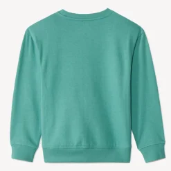 Sweatshirt fleece groen met tennisprint jongens