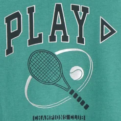 Sweatshirt fleece groen met tennisprint jongens