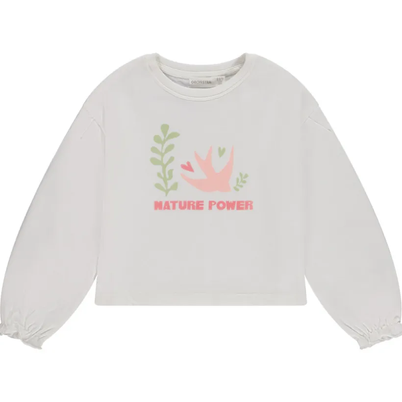 Sweatshirt fleece kort print zwaluw meisjes