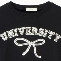 Sweatshirt fleece met fluweel, oversize model, University print, meisjes
