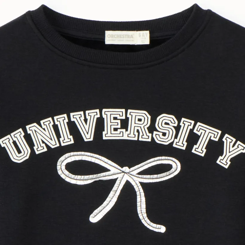 Sweatshirt fleece met fluweel, oversize model, University print, meisjes
