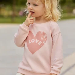 Sweatshirt fleece met hartprint Love voor babymeisje
