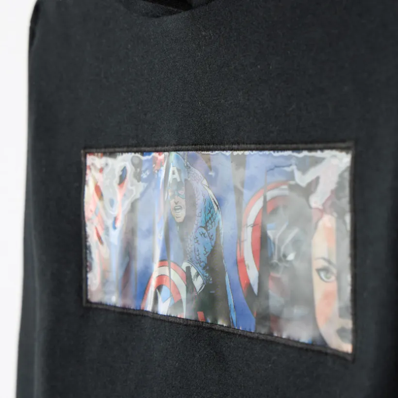 Sweatshirt fleece met kap en Marvel-print jongens