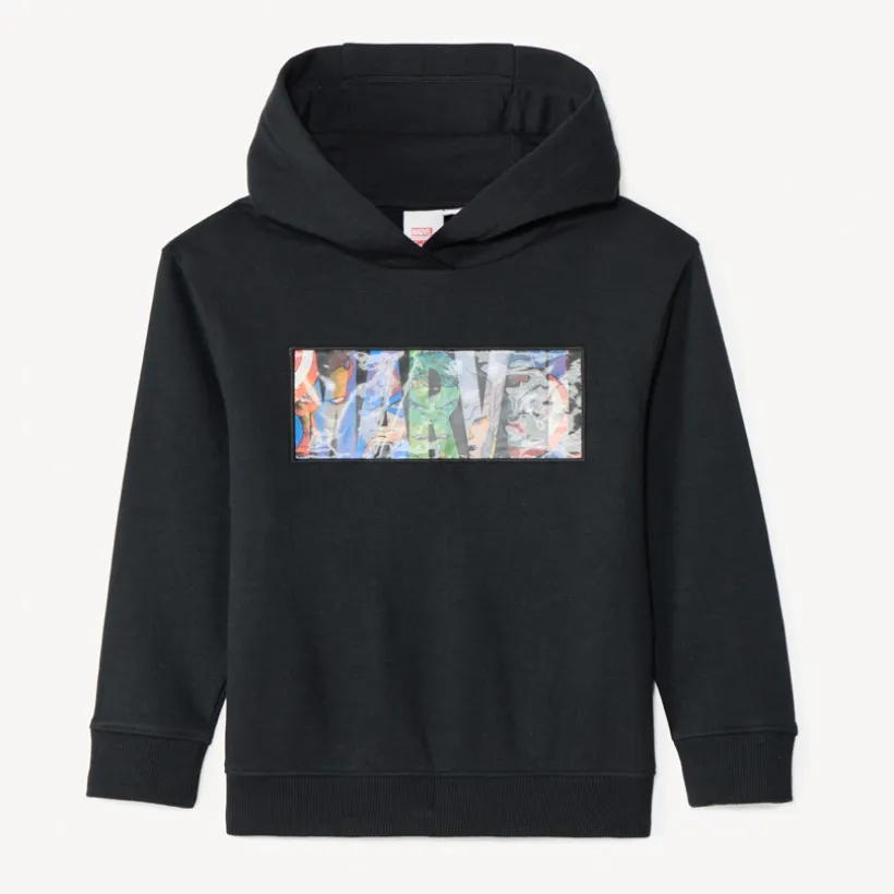 Sweatshirt fleece met kap en Marvel-print jongens