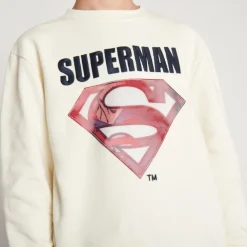 Sweatshirt fleece met lenticulaire Supermanprint, effen, jongens