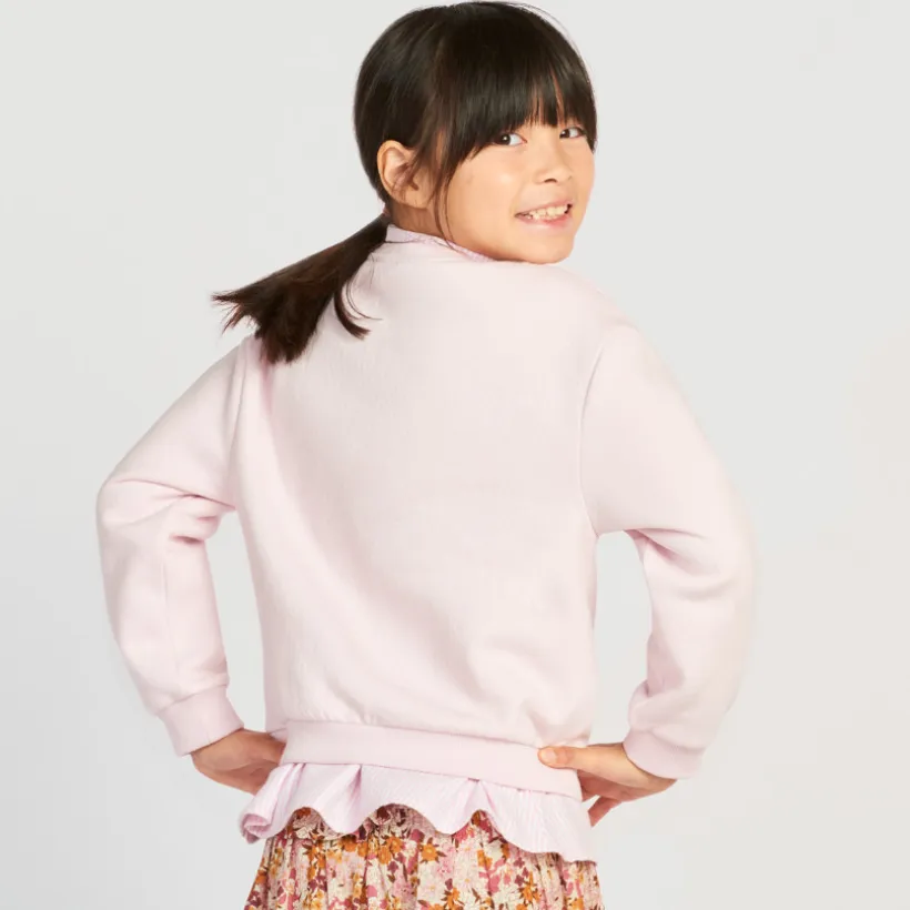 Sweatshirt fleece oversized met paardenmotief meisjes