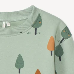 Sweatshirt fleece oversize met bomenprint voor babyjongen