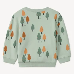 Sweatshirt fleece oversize met bomenprint voor babyjongen