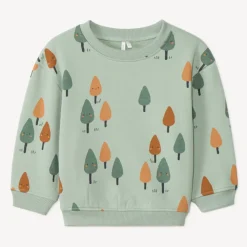 Sweatshirt fleece oversize met bomenprint voor babyjongen