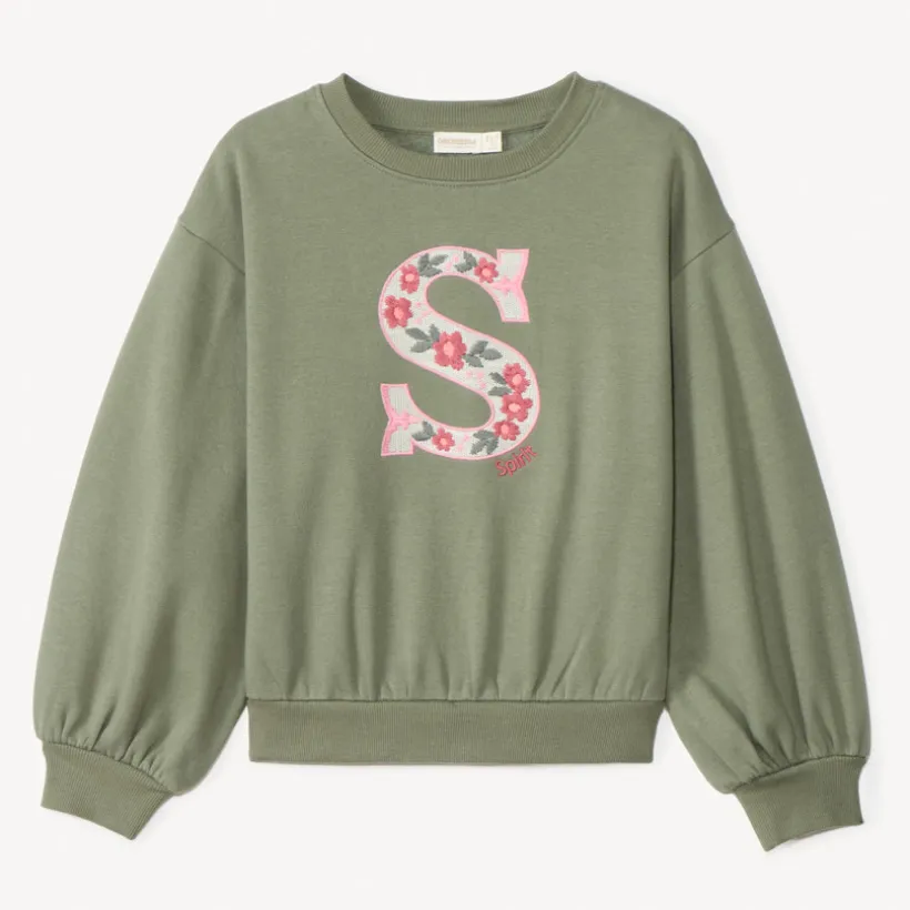Sweatshirt fleece oversize met borduursel meisjes
