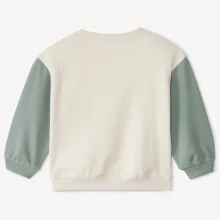 Sweatshirt fleece oversize tweekleurig met scooterprint voor babyjongens