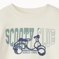 Sweatshirt fleece oversize tweekleurig met scooterprint voor babyjongens