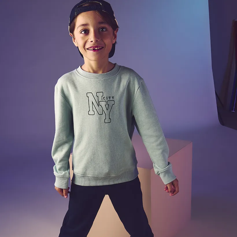 Sweatshirt fleece print "NY city" voor jongen