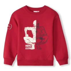 Sweatshirt fleece Spider-Man Marvel jongens rood met print puff en geborduurde details