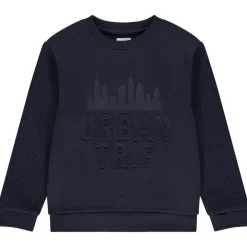 Sweatshirt in bicolore met relieftekst jongens