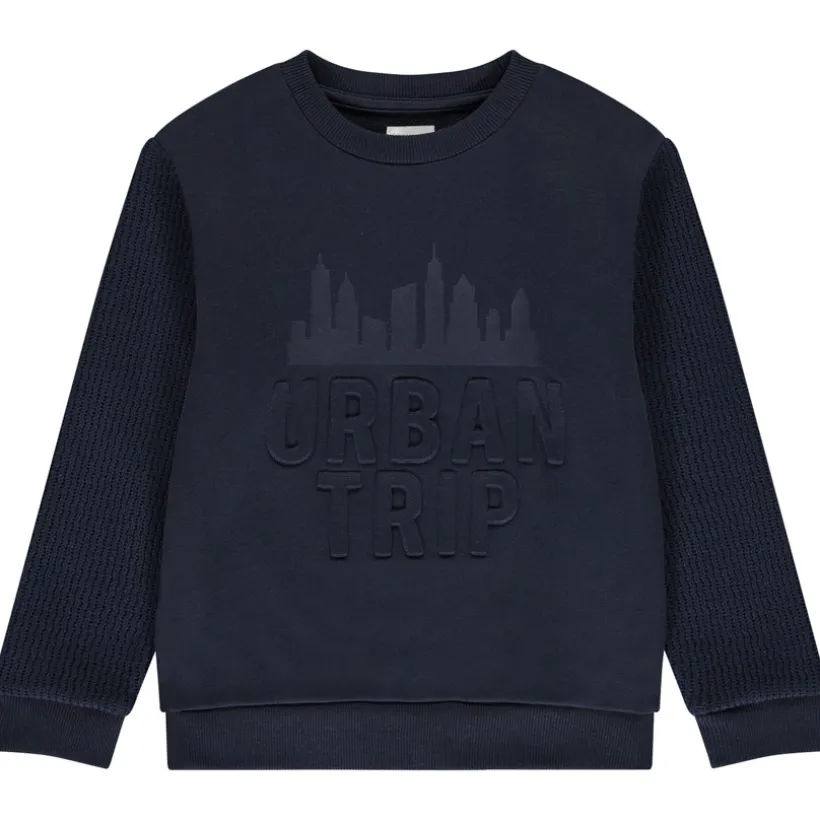 Sweatshirt in bicolore met relieftekst jongens